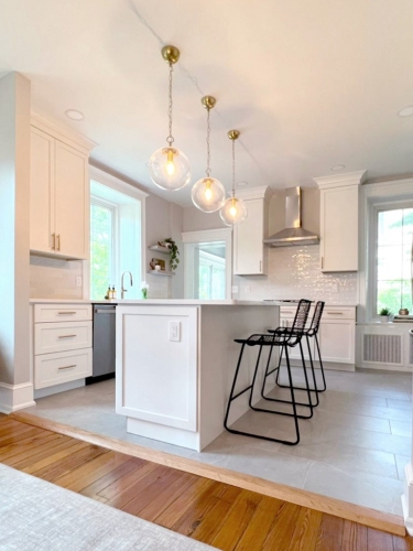  Cozy Kitchen Overview From Dining Room Island Globe Pendant Lighting Kitchen Remodel dRemodeling