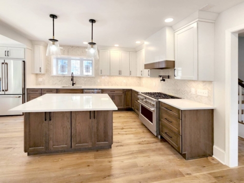 earthy wood white transitional kitchen pro style faucet